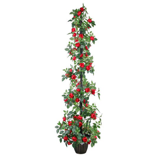 Artificial Rose Tree With Pot For Elegant Indoor Decor