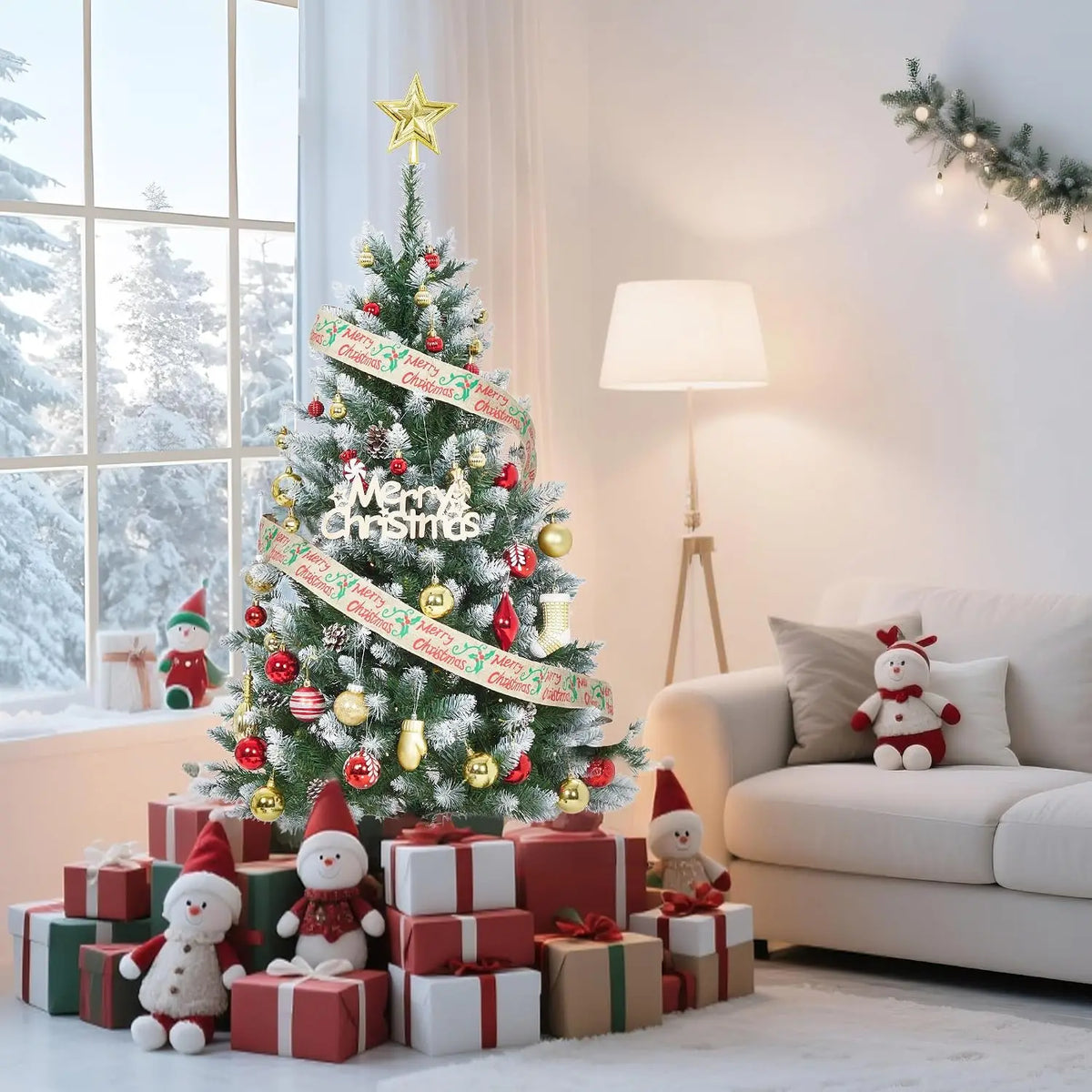 Tacleekii Artificial Christmas Tree With Pinecones And Built In Lights