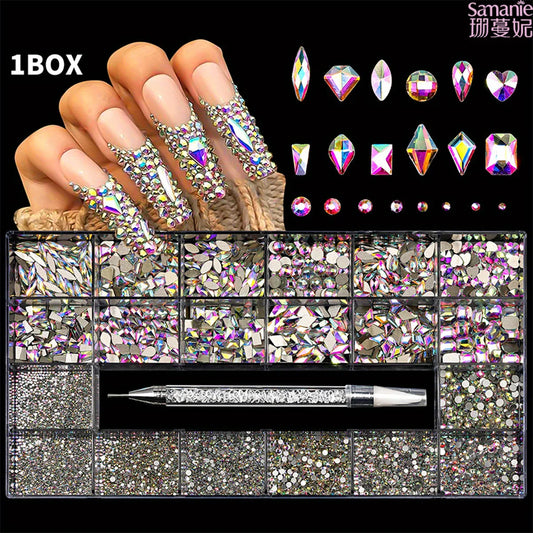 Premium Nail Art Rhinestones Kit With Pickup Pen For Salon