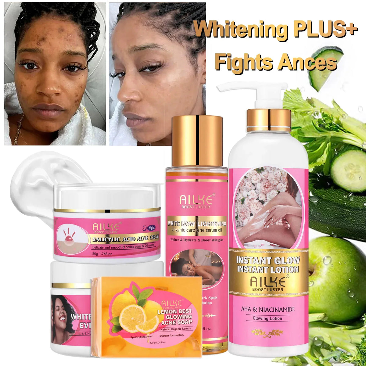 Ailke Natural Skin Brightening Cream Set With Moisturizer