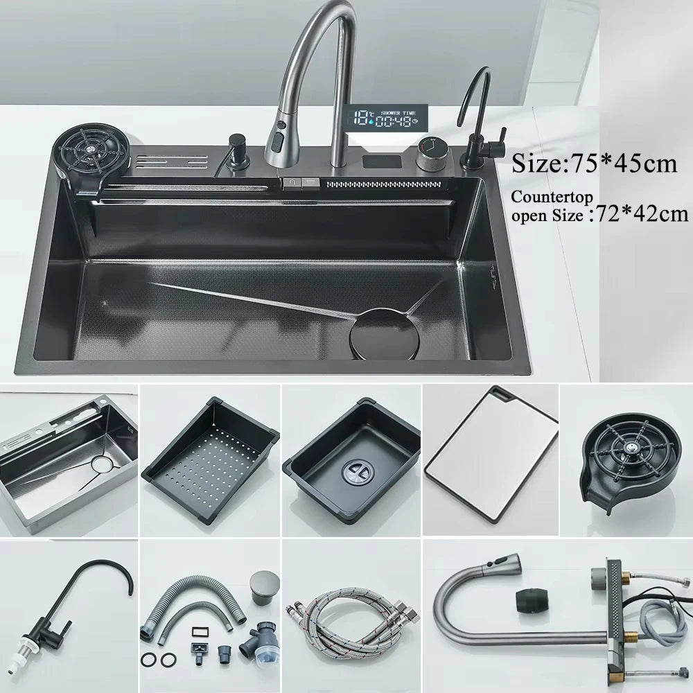Myqualife 304 Stainless Steel Kitchen Sink With Integrated Digital Faucet