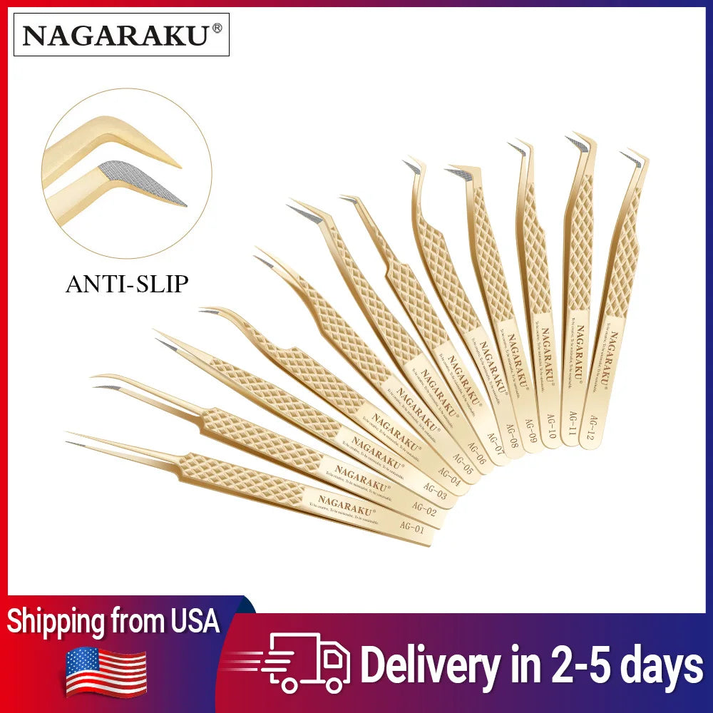 Nagaraku AG Series Precision Fiber Tip Eyelash Extension Tweezers