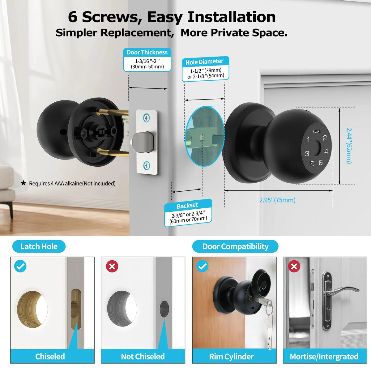 Viladepot Smart Lock Fingerprint Door Keyless Entry