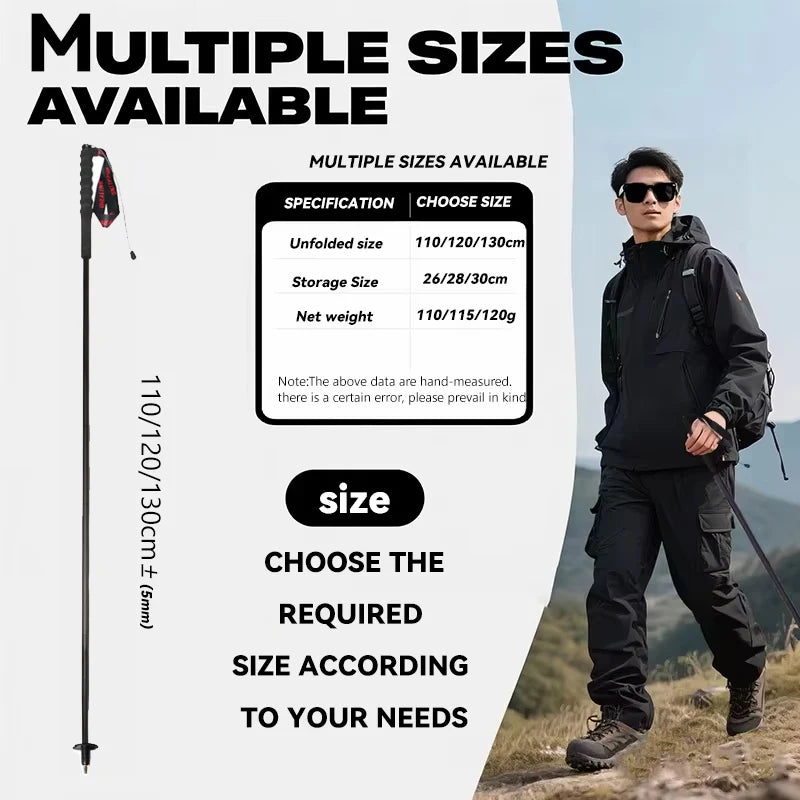 OKHEALING Carbon Fiber Foldable Trekking Poles Lightweight Anti Shock