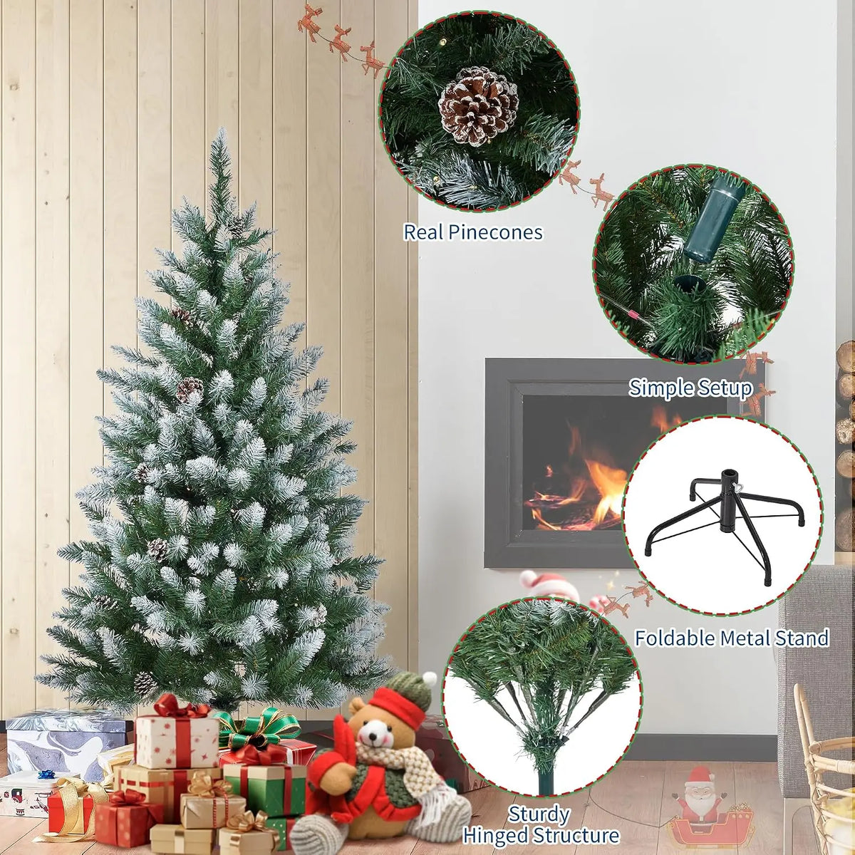 Tacleekii Artificial Christmas Tree With Pinecones And Built In Lights