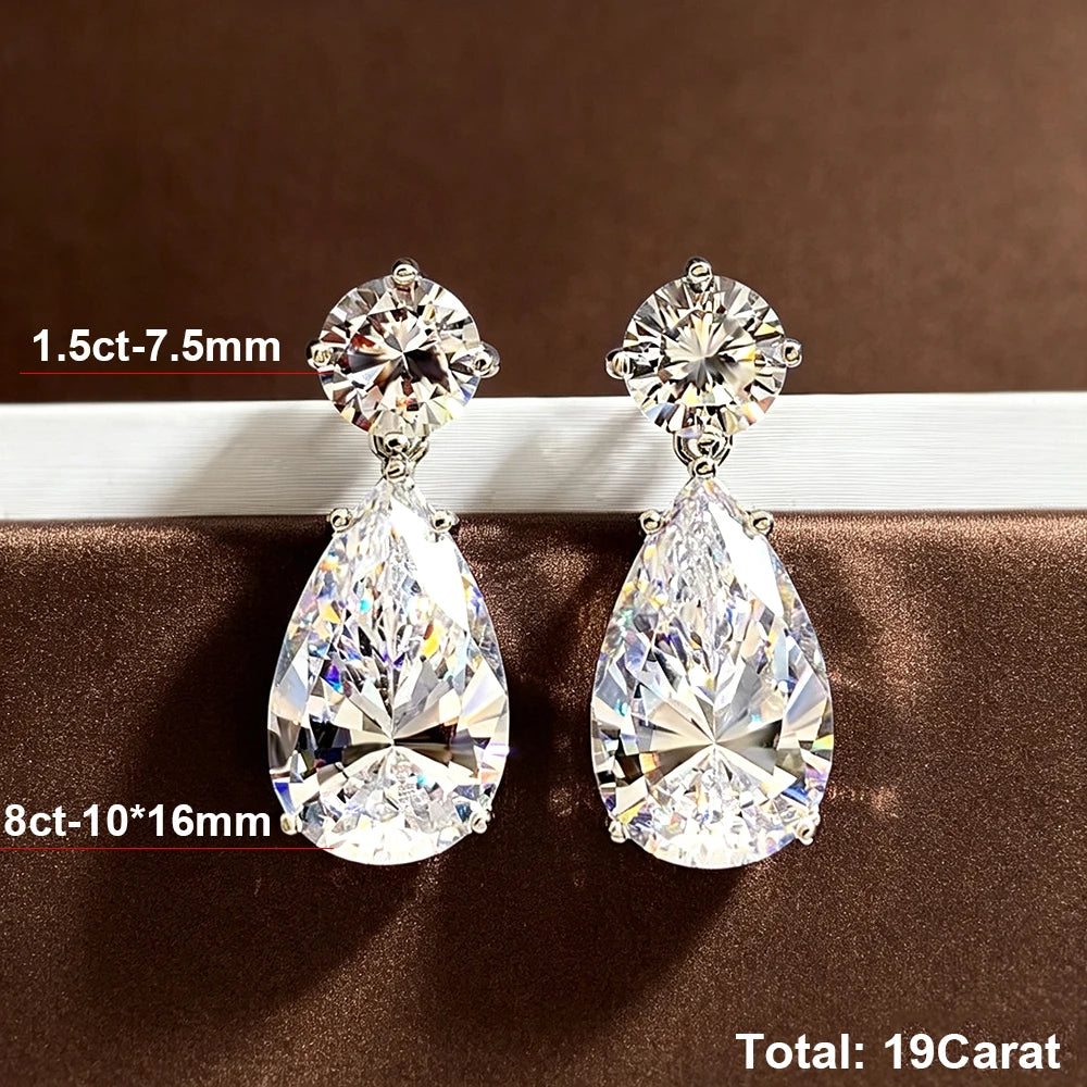 Bxiny S925 Silver Moissanite Waterdrop Necklace And Earrings Set For Women