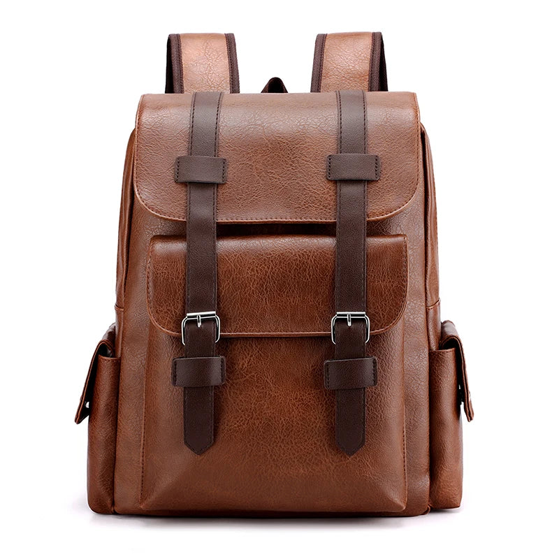 Stylish PU Leather Laptop Backpack With Multiple Pockets