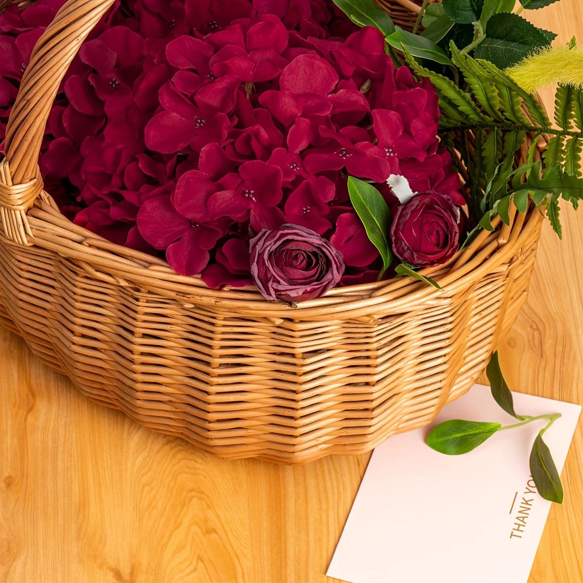 80pcs Artificial Flowers Hydrangea Flowers Heads Full with Stems for Wedding Home Party Shop Baby Shower Decor (Burgundy)