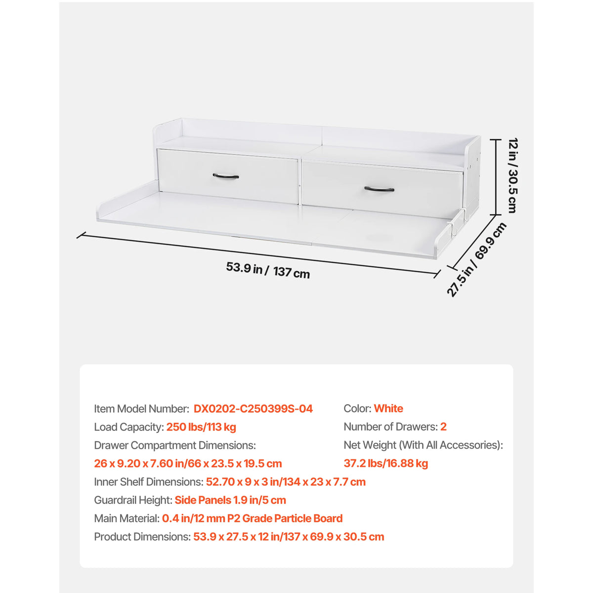 SucceBuy Washer Dryer Countertop With Drawer Shelf For Laundry Storage