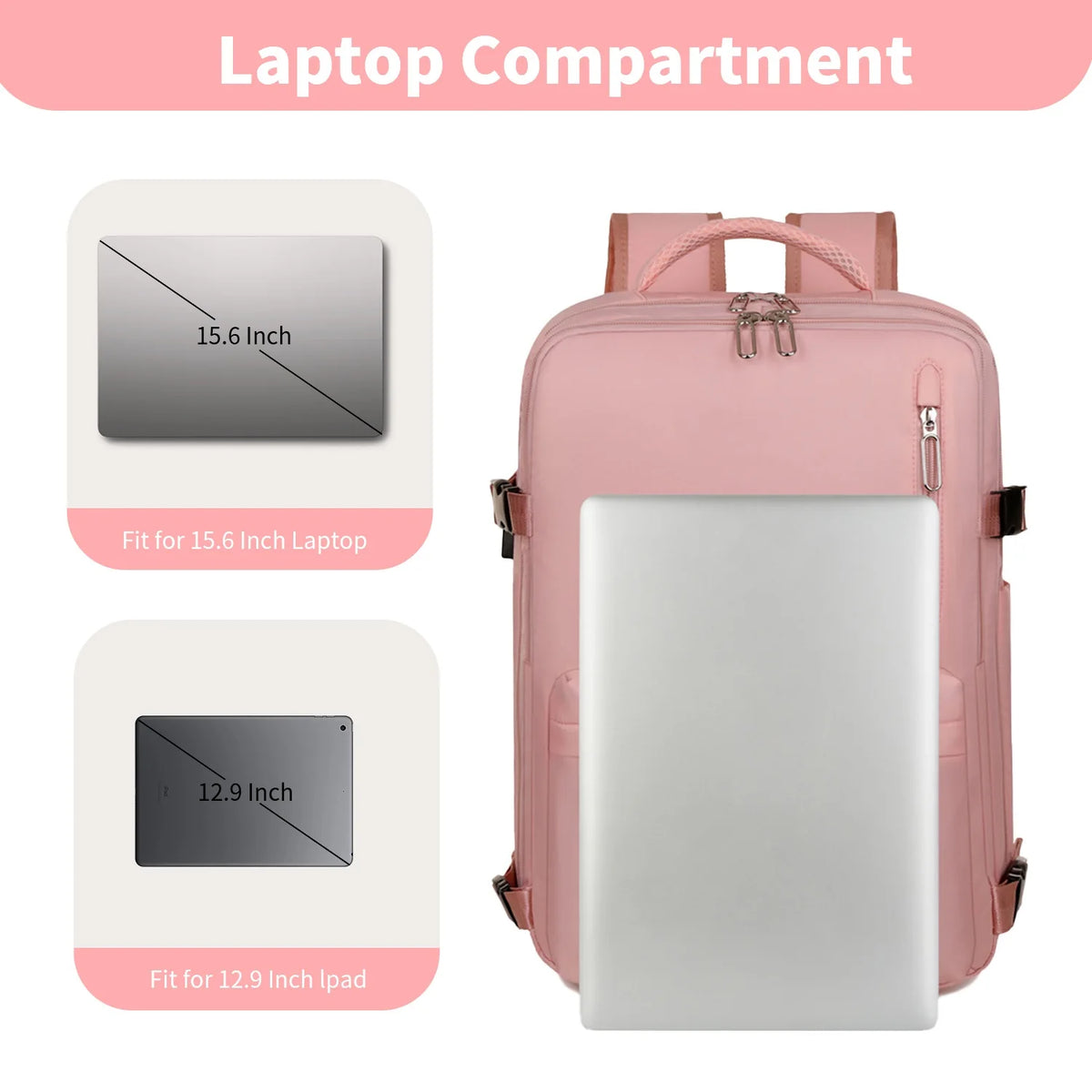 Large Capacity Travel Backpack With Laptop Compartment And Usb Port