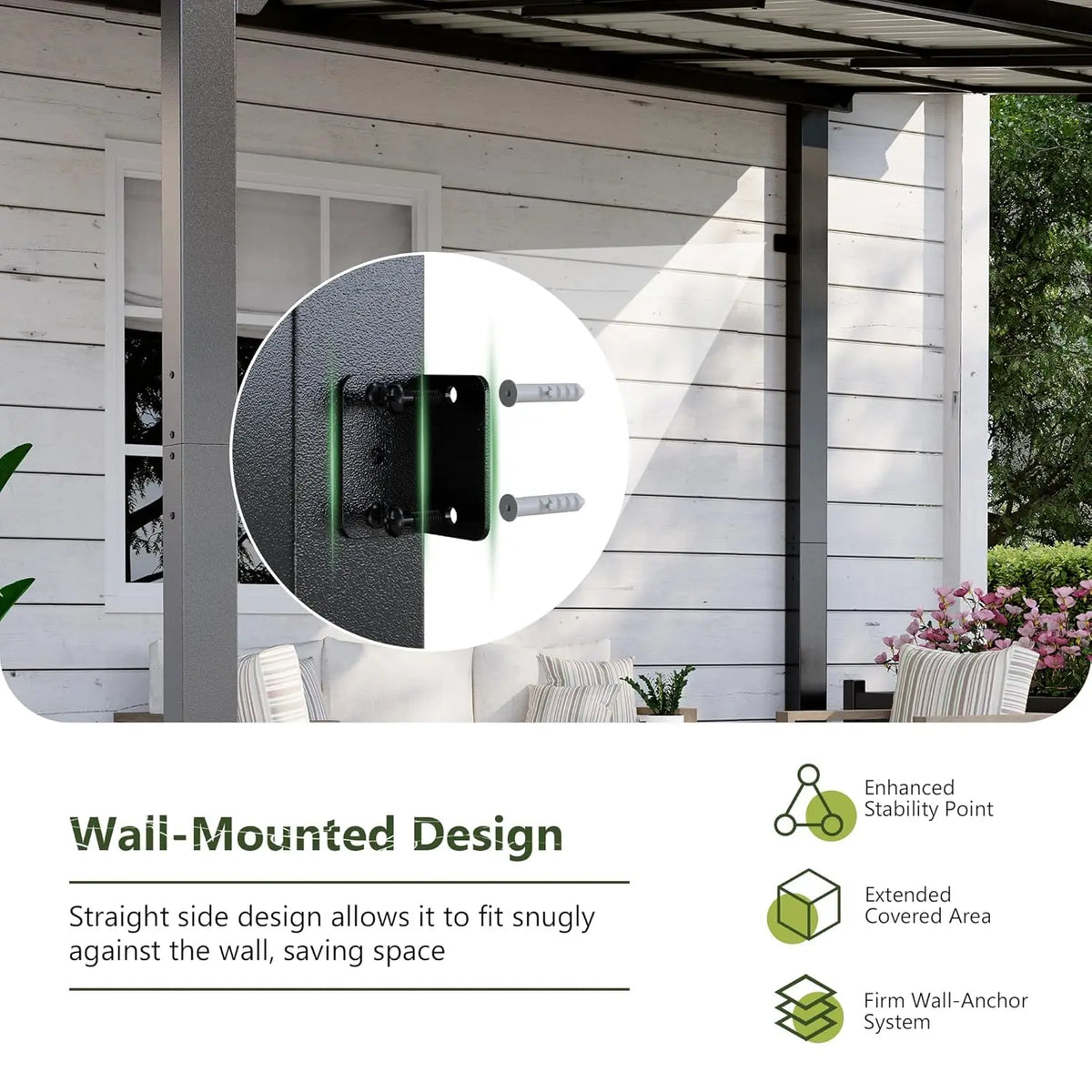 Hardtop Gazebo With Metal Roof Wall Mounted Backyard Canopy