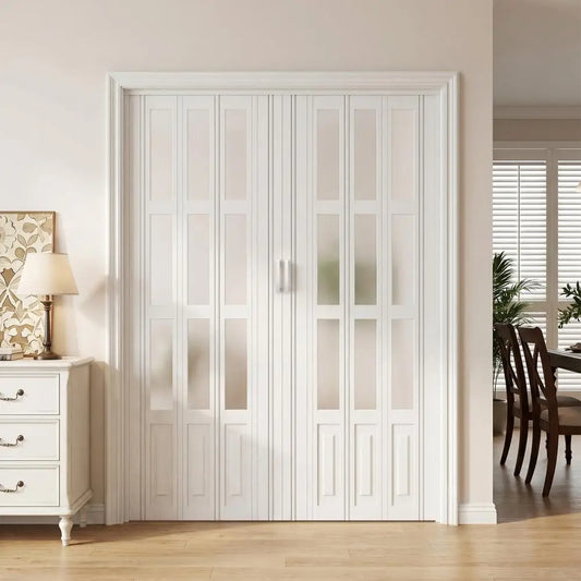 48-72 x 80in Single/Bi Fold Folding Doors Accordion Doors Interior Folding Door PVC Accordion Door for Closet Bathroom Doorways