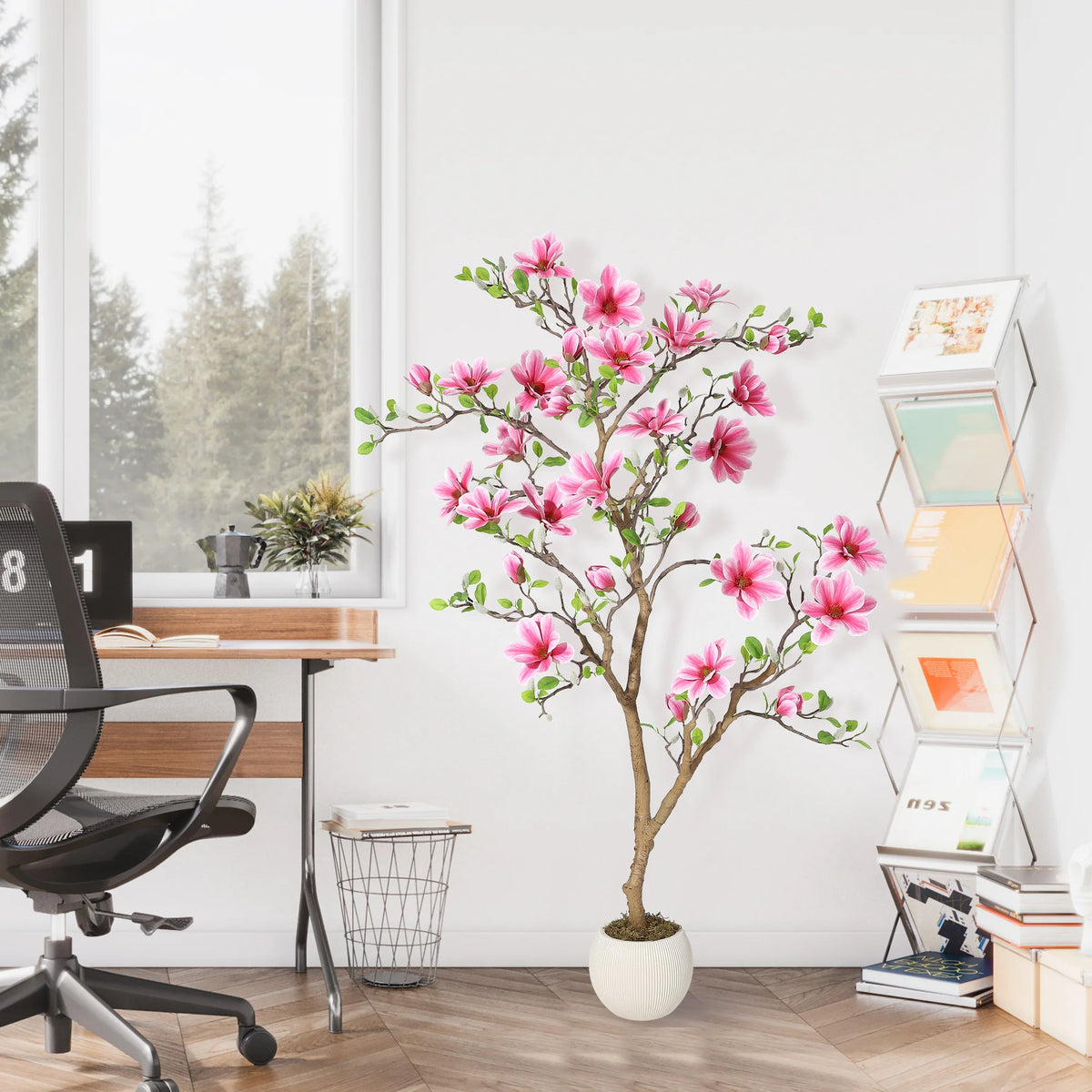 HiMISS Artificial Silk Magnolia Tree For Indoor Home Decor