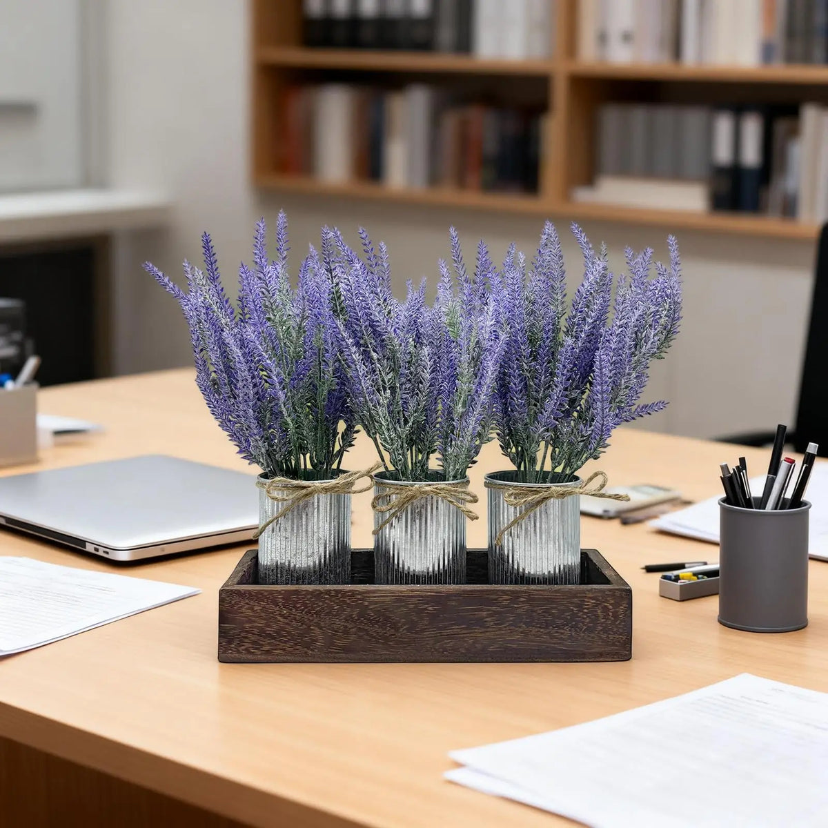 Farmhouse Table Centerpiece Artificial Lavender Flowers Set