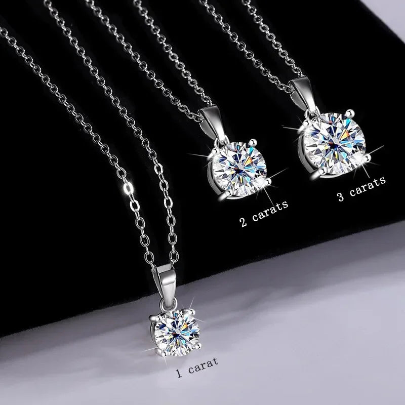 Angel Bola Sterling Silver Moissanite Pendant Necklace For Women