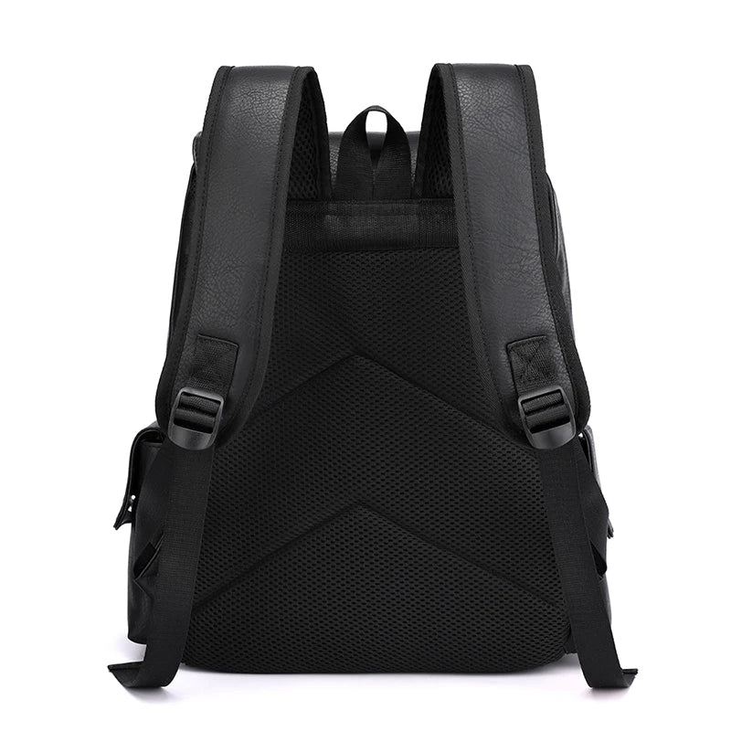Stylish PU Leather Laptop Backpack With Multiple Pockets