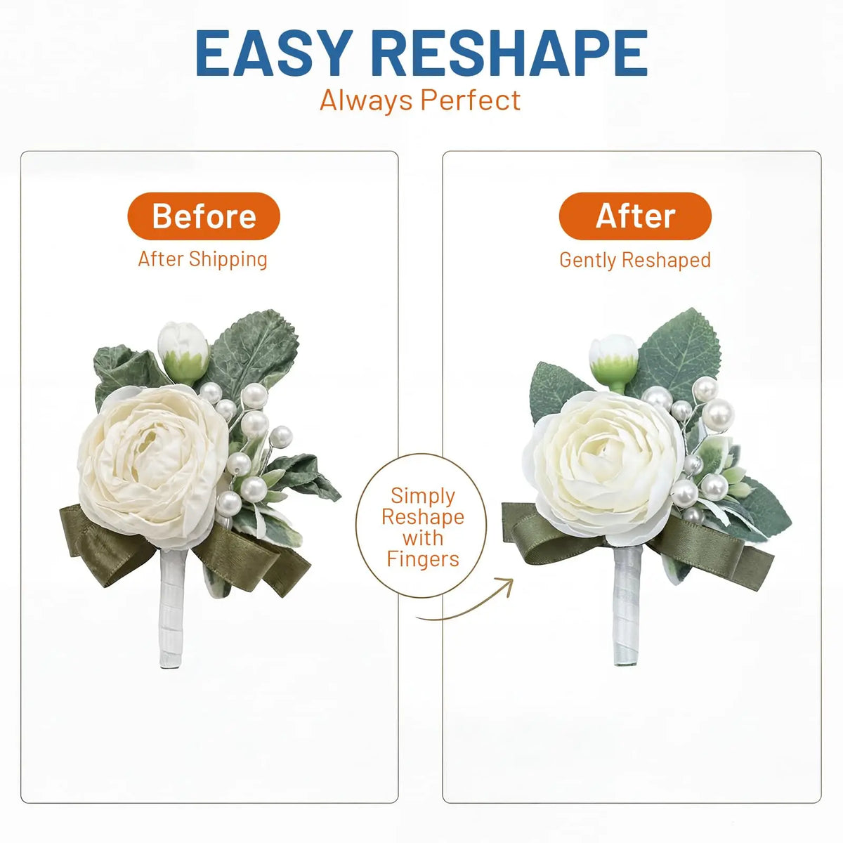 HiMISS Silk Peony Boutonniere Set With Pearl Corsage Lapel Pins