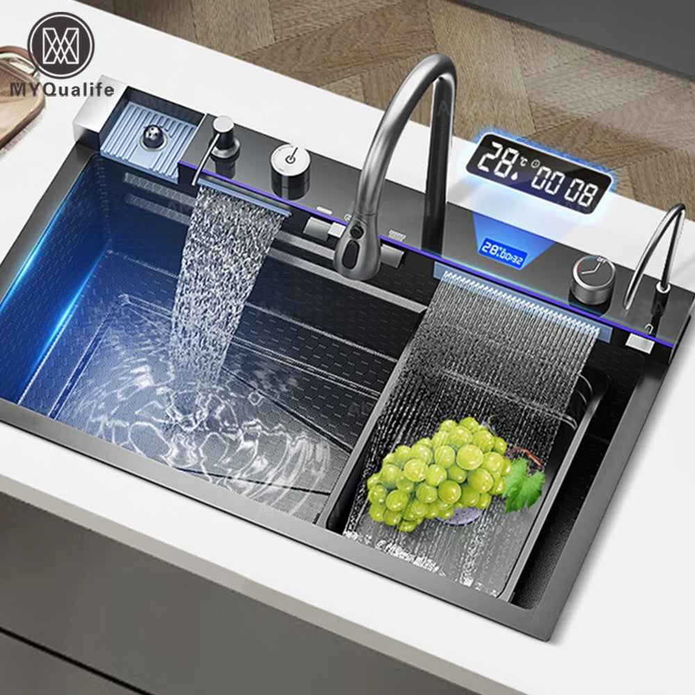 Myqualife 304 Stainless Steel Kitchen Sink With Integrated Digital Faucet