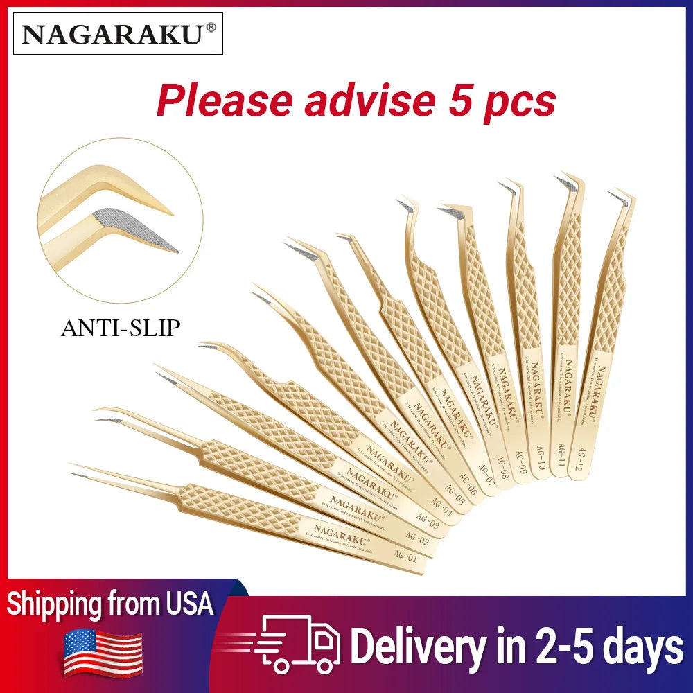 Nagaraku AG Series Eyelash Extension Tweezers Precision Volume Fan Making