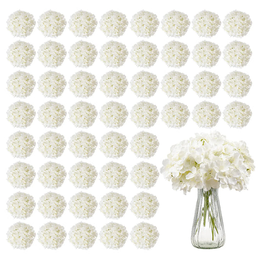 VEVOR Artificial Flowers Real Looking White Silk Fake Hydrangea Bulk White Faux Bridal Shower with Stem for DIY Wedding Bouquets