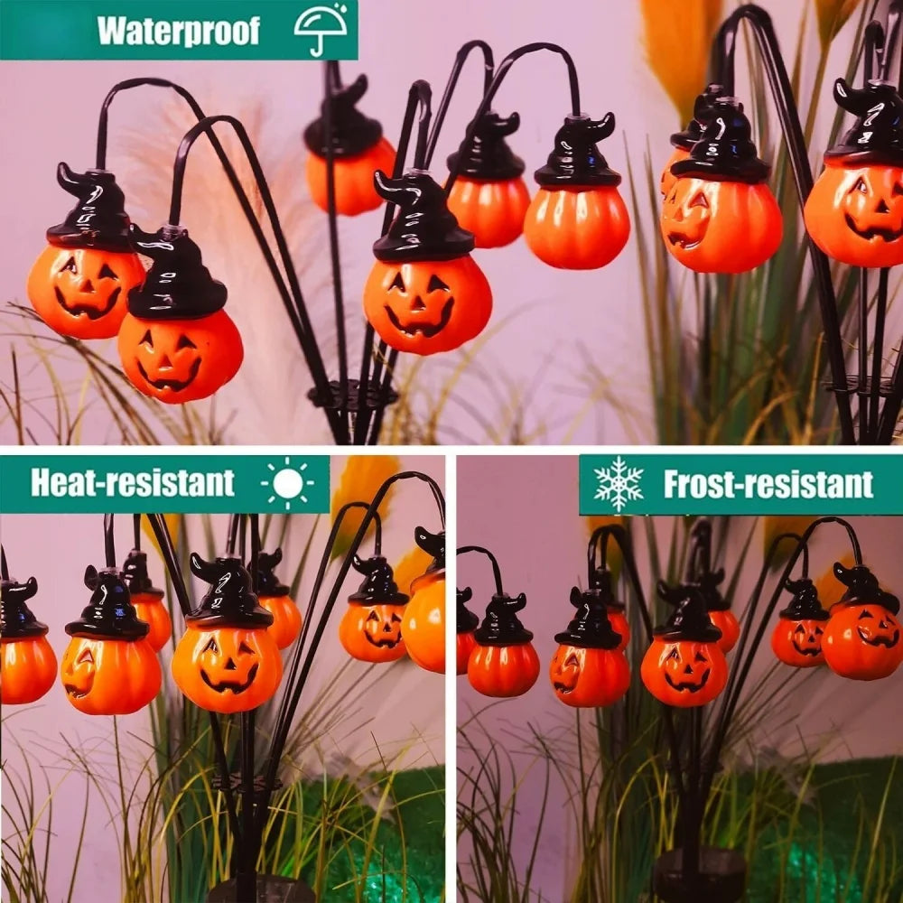 Halloween Solar Pumpkin Garden Lights Outdoor Waterproof Orange Ghost Lights Garden Yard Terrace Holiday Horror Decorations