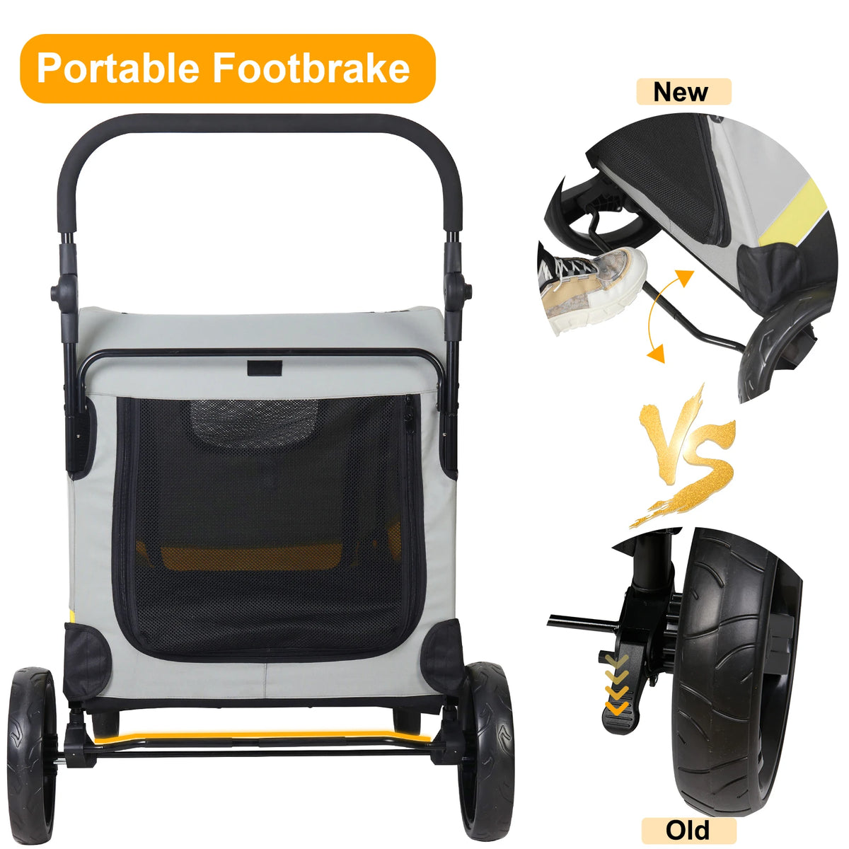 Foldable Four Wheel Dog Stroller With Shock Absorbing Pet Travel