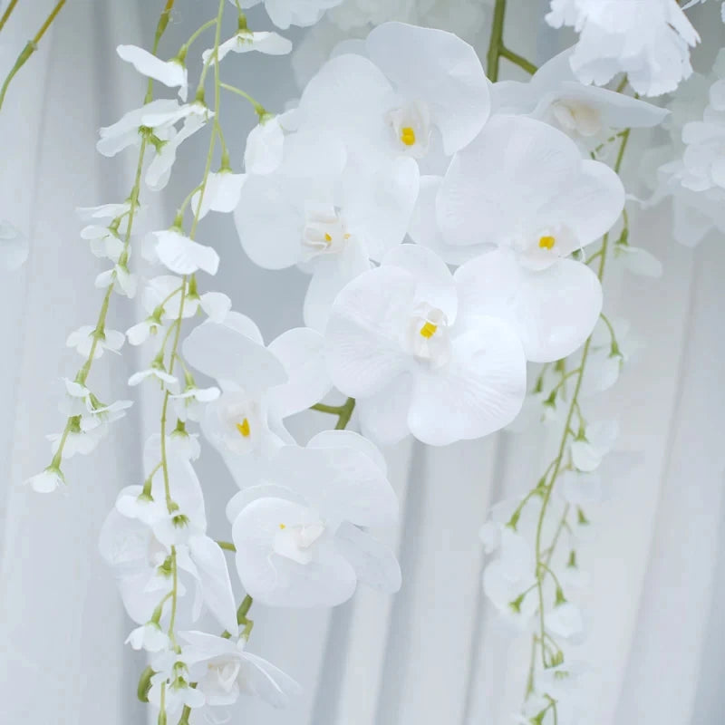 Angela Flower A7568 Luxury White Rose Cherry Blossom Hanging Wisteria Flower Row Wedding Backdrop Floral Arrangement Decor Banquet Party Props