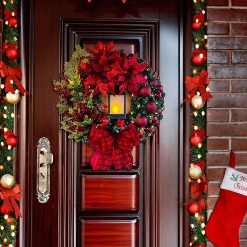 Christmas Wreath With Lights For Front Door Holiday Decor