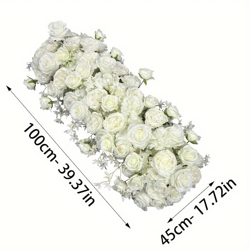 Rose And Hydrangea Artificial Flower Arrangement - Long Strip for Wedding, Engagement, Home Decor, Outdoor Garden Display, No Container Included, Bouquet Accessories