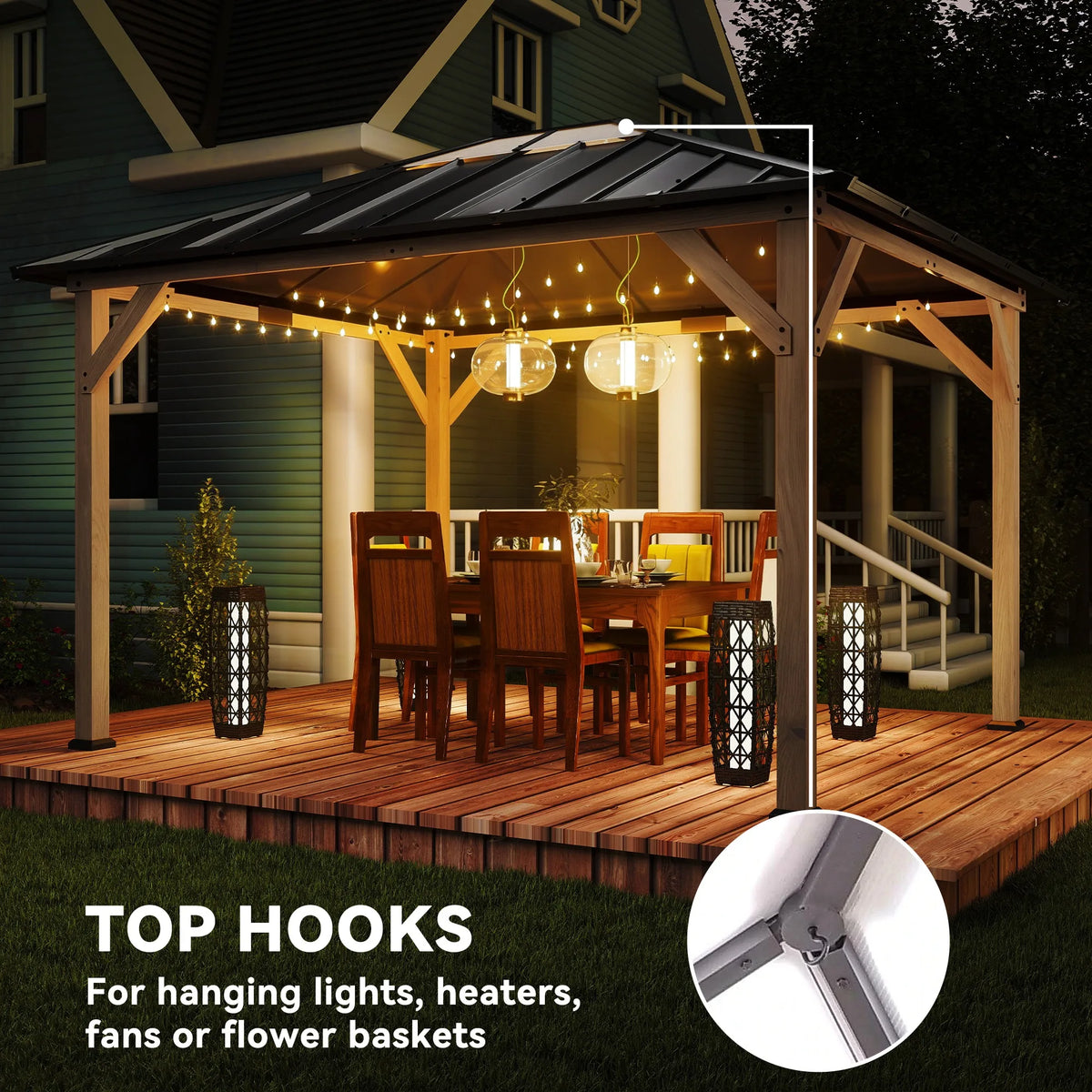 Outsunny 10'X12' Hardtop Gazebo with Steel Roof, Upf50+ Permanent Pavilion