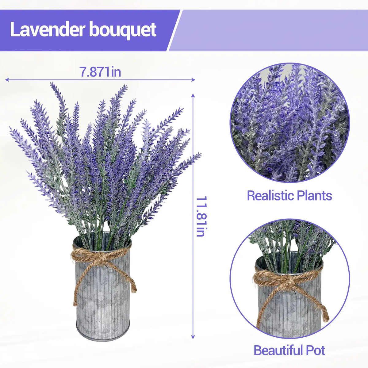 Farmhouse Table Centerpiece Artificial Lavender Flowers Set