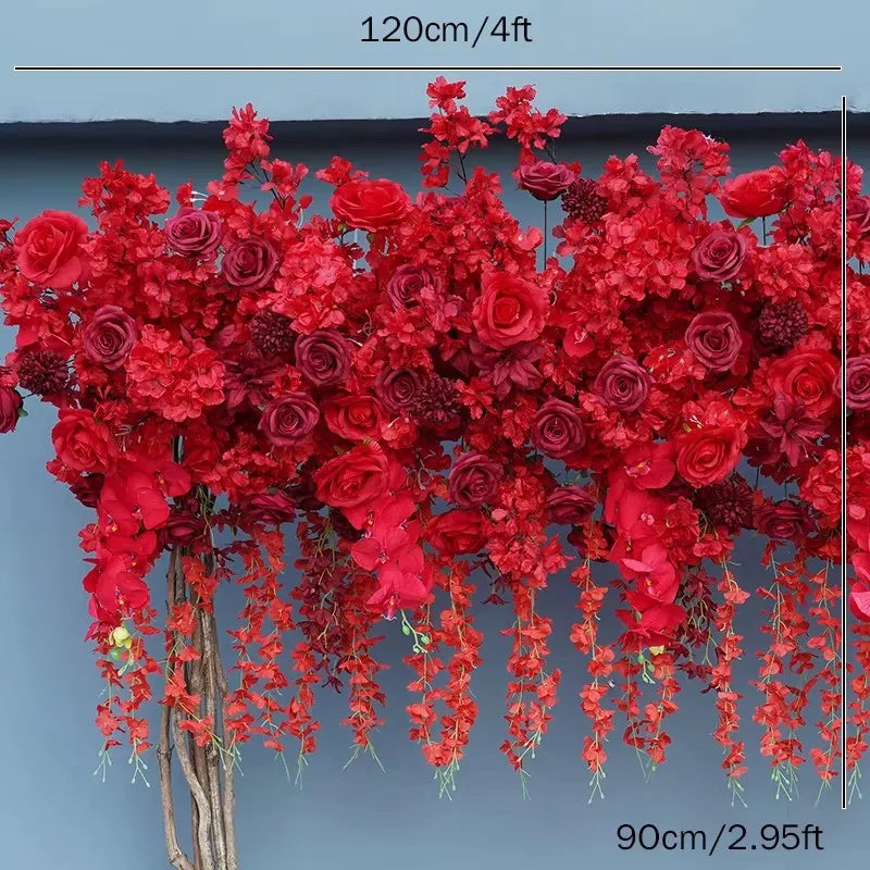 Angela Flower A7568 Luxury White Rose Cherry Blossom Hanging Wisteria Flower Row Wedding Backdrop Floral Arrangement Decor Banquet Party Props