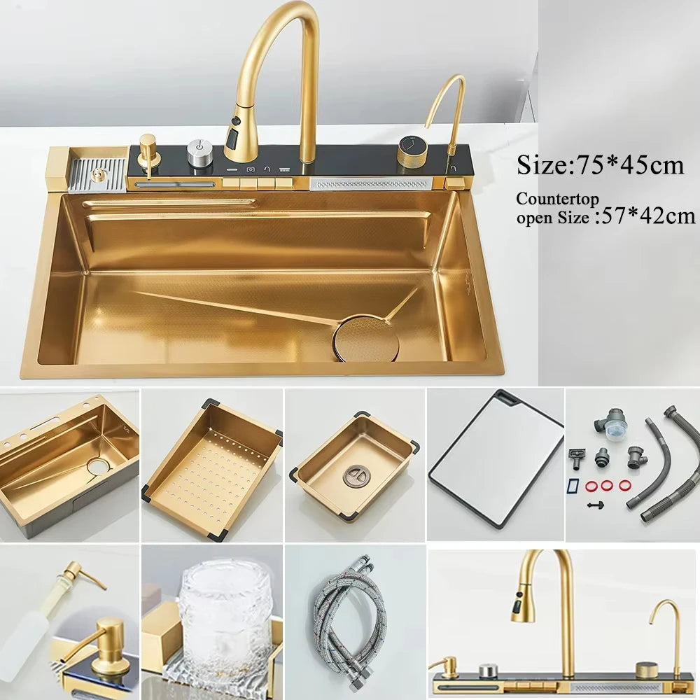 Myqualife 304 Stainless Steel Kitchen Sink With Integrated Digital Faucet