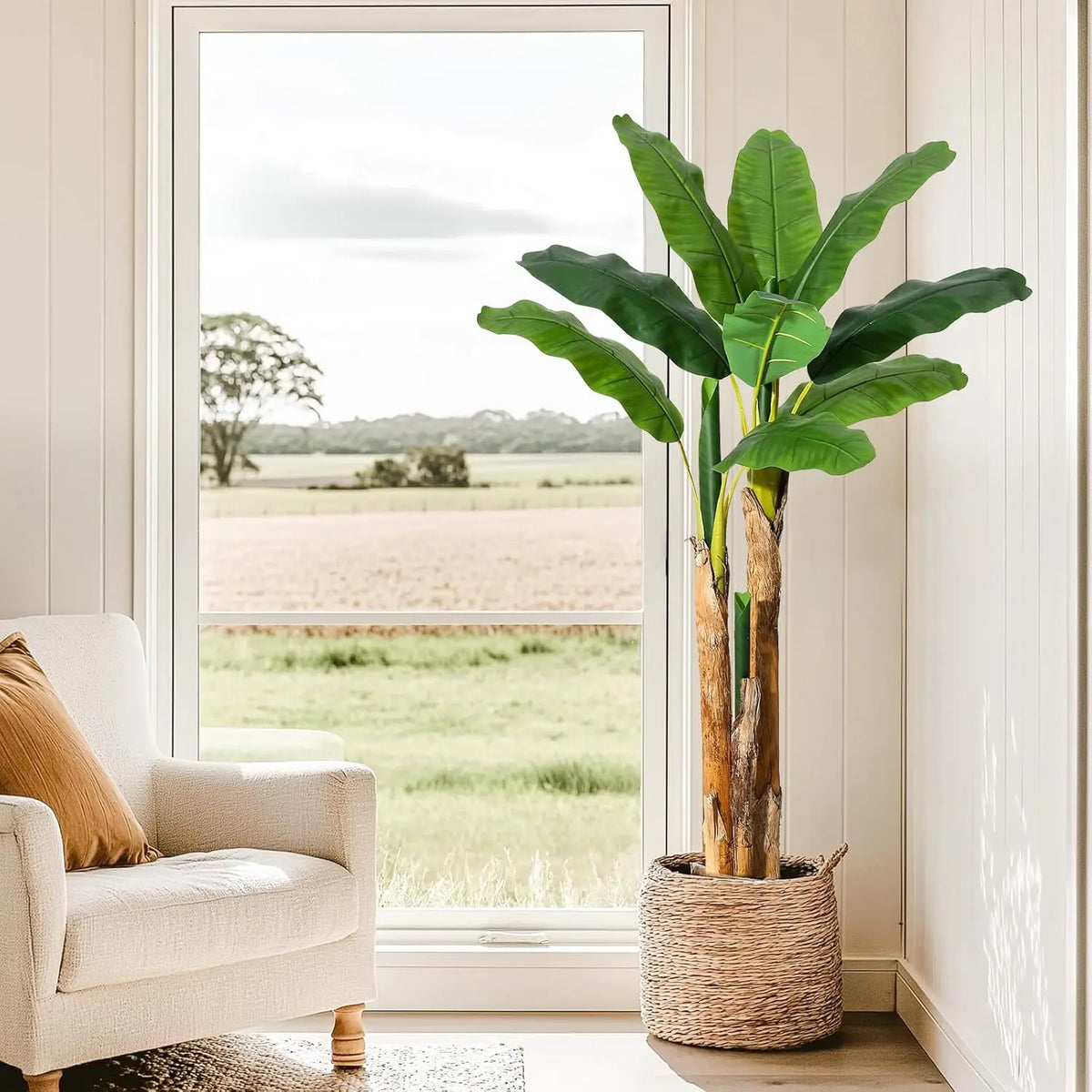 HiMISS Artificial Banana Tree Lifelike Faux Tropical Home Decor