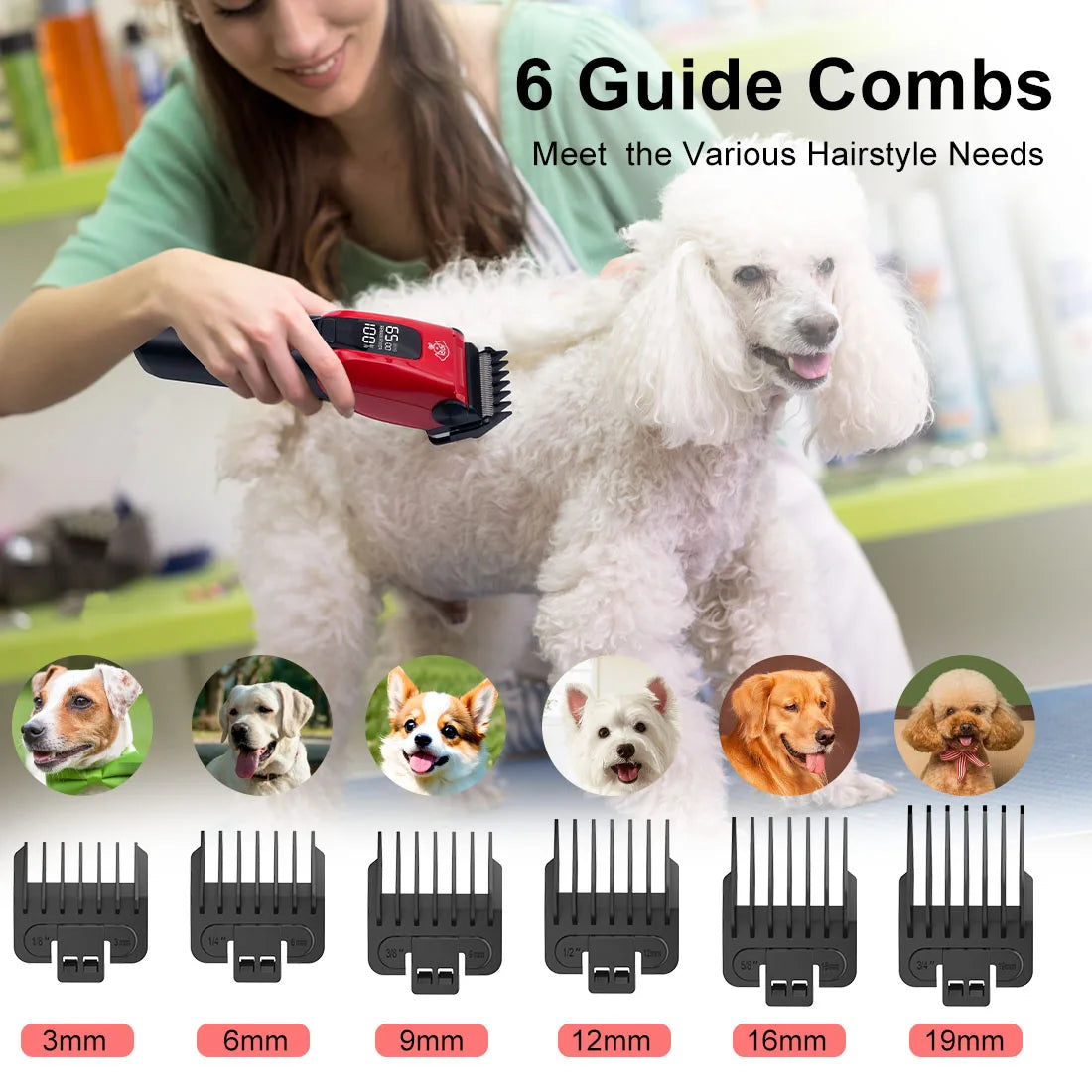 Hatteker Electric Pet Hair Clipper With Adjustable Stainless Steel Blades