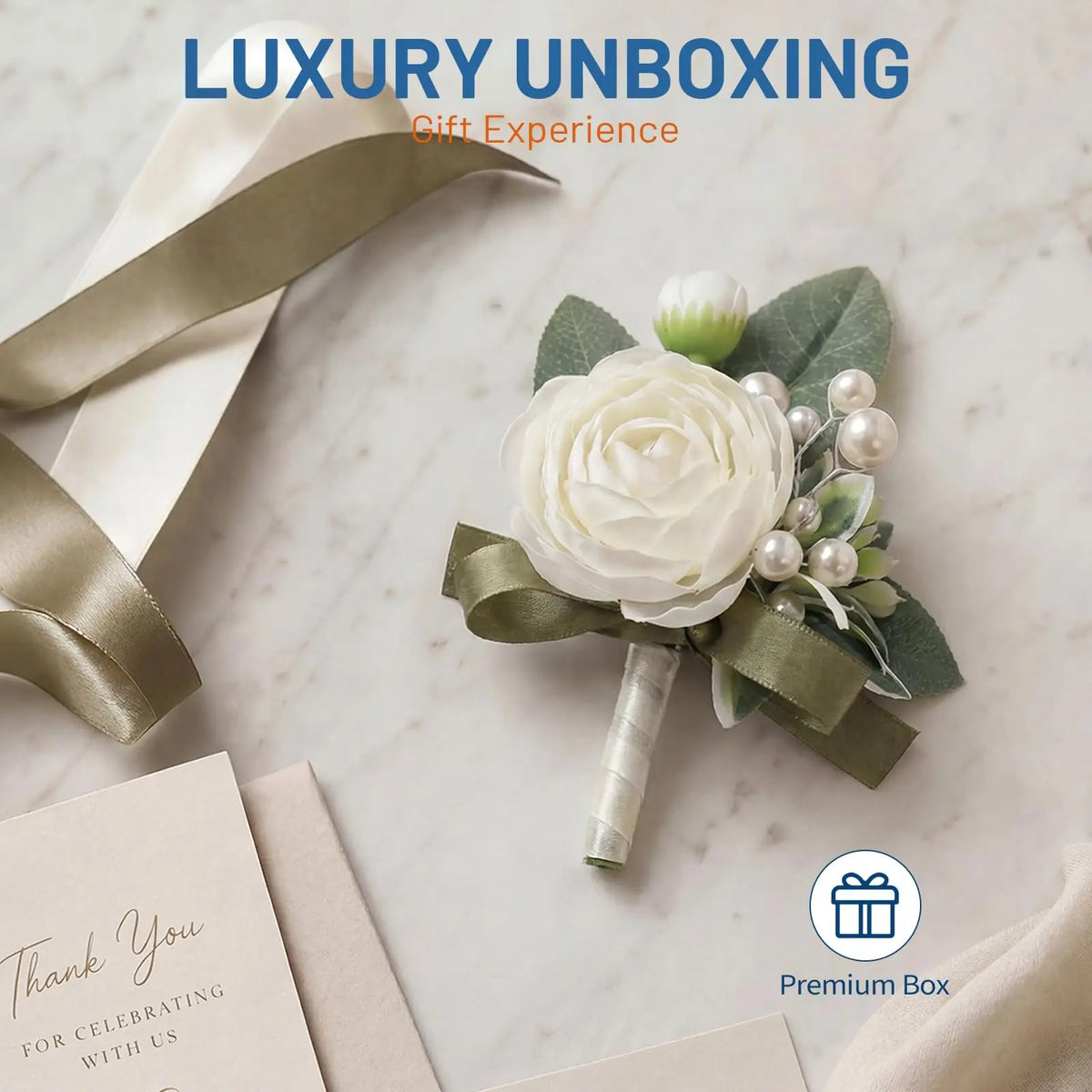 HiMISS Silk Peony Boutonniere Set With Pearl Corsage Lapel Pins