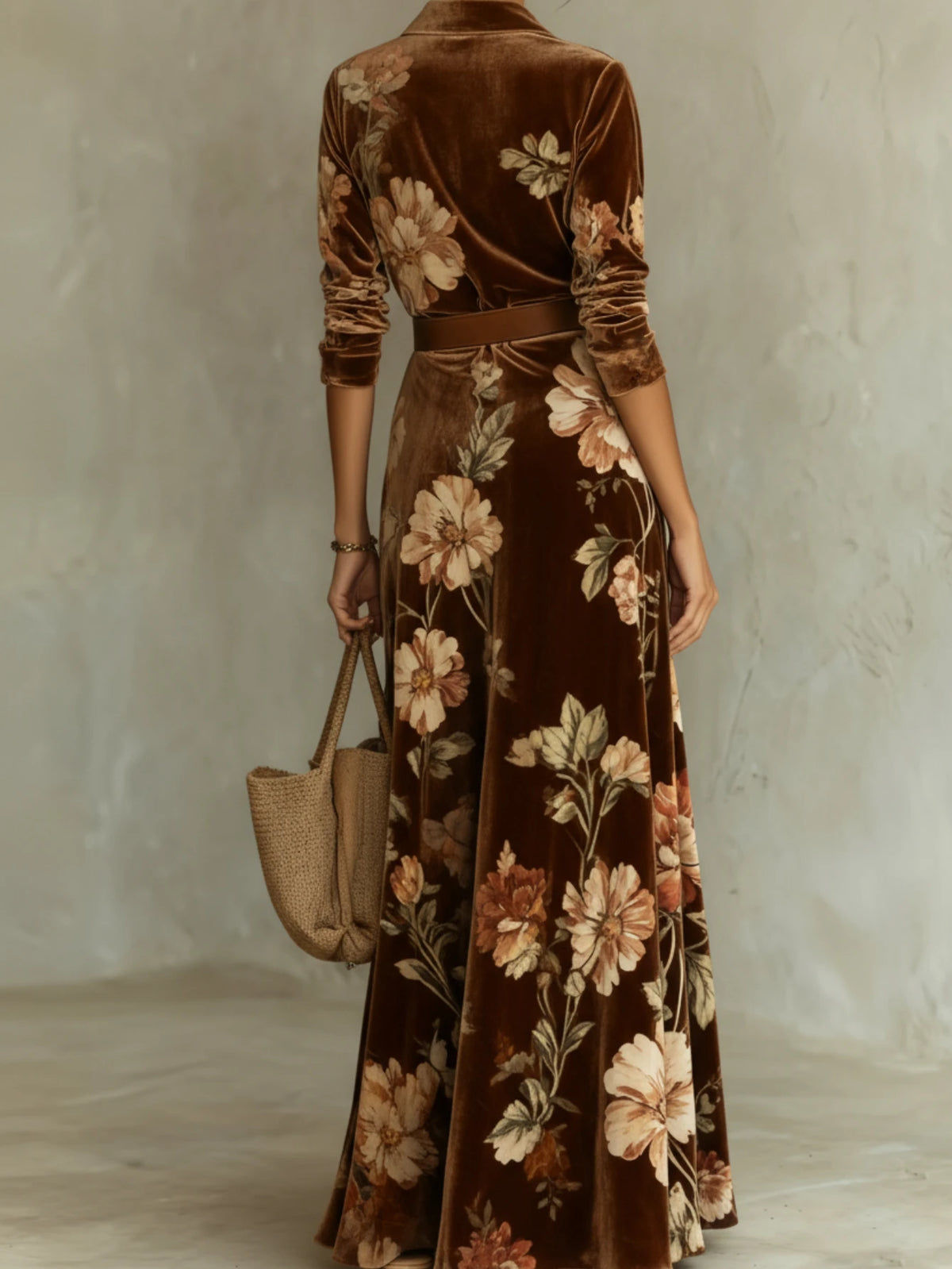 Women Floral Print Long Sleeve Maxi Dress Formal Occasion Gown
