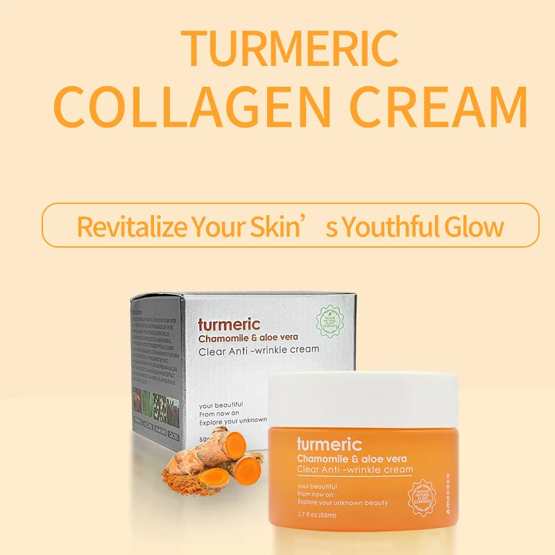 Amococo Natural Turmeric Face Cream Anti Aging Moisturizer With Collagen