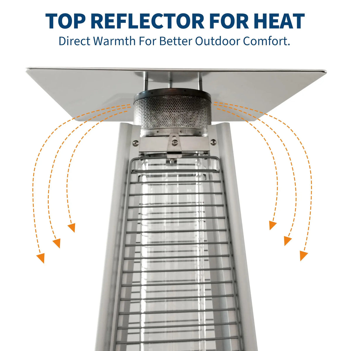 HiMISS Outdoor Propane Patio Heater Featuring Visible Flame and Wheels