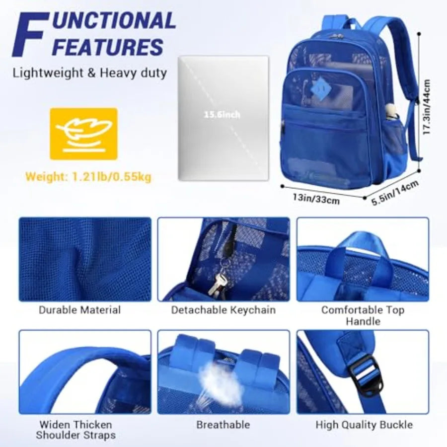 Transparent Mesh Backpack For School Sports And Travel