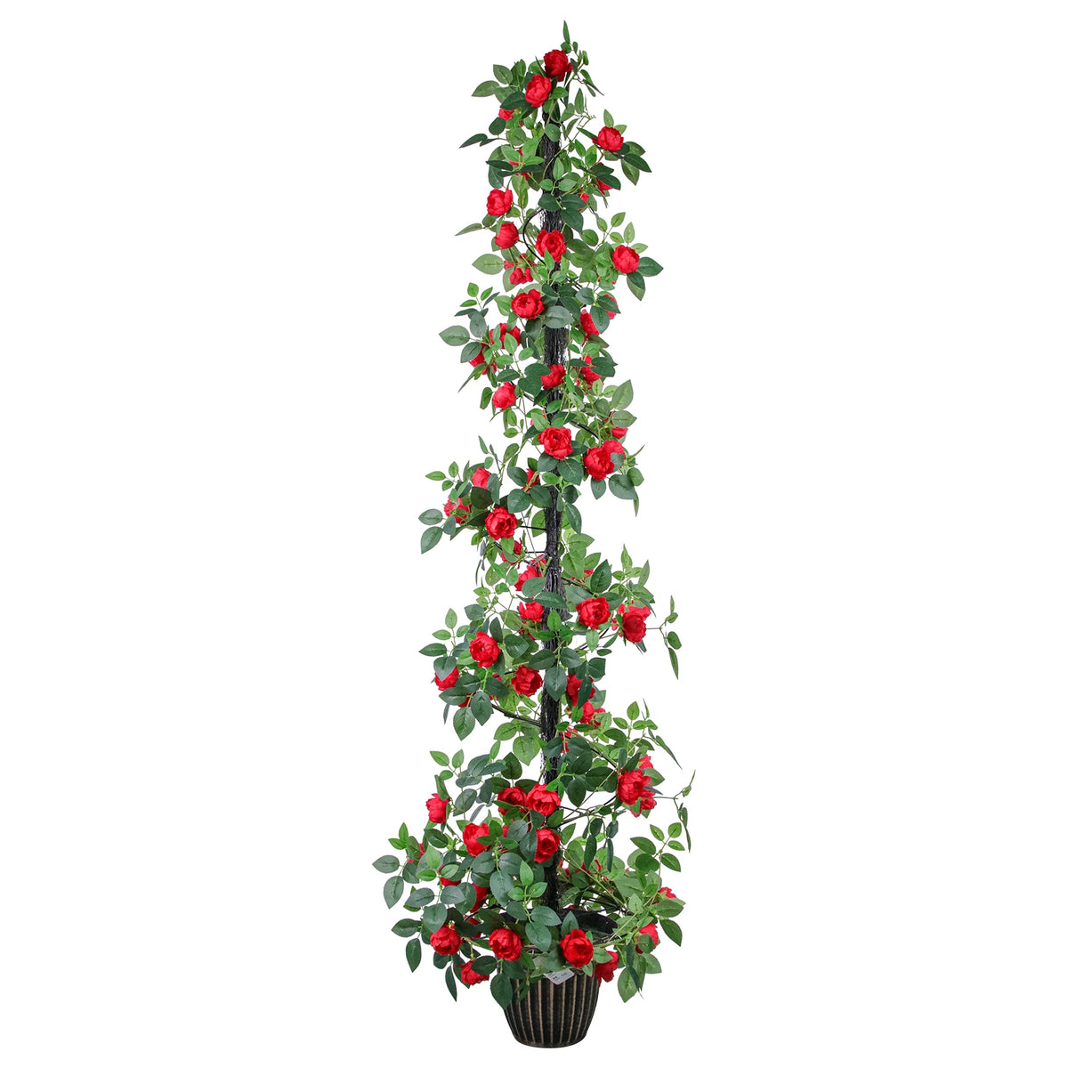 Artificial Rose Tree With Pot Silk Faux Roses Indoor Decor