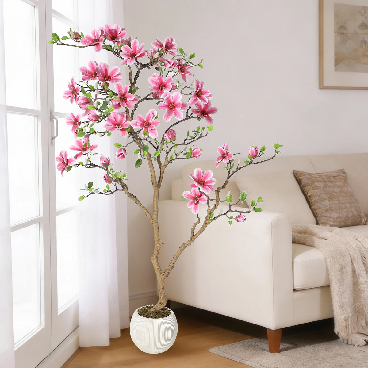 HiMISS Artificial Silk Magnolia Tree For Indoor Home Decor