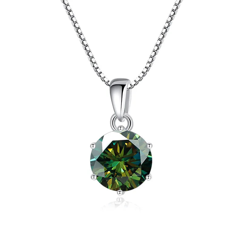 Genuine Moissanite Pendant Necklace 925 Sterling Silver Fine Jewelry