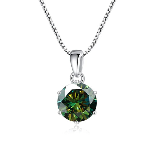 Genuine Moissanite Pendant Necklace 925 Sterling Silver Fine Jewelry