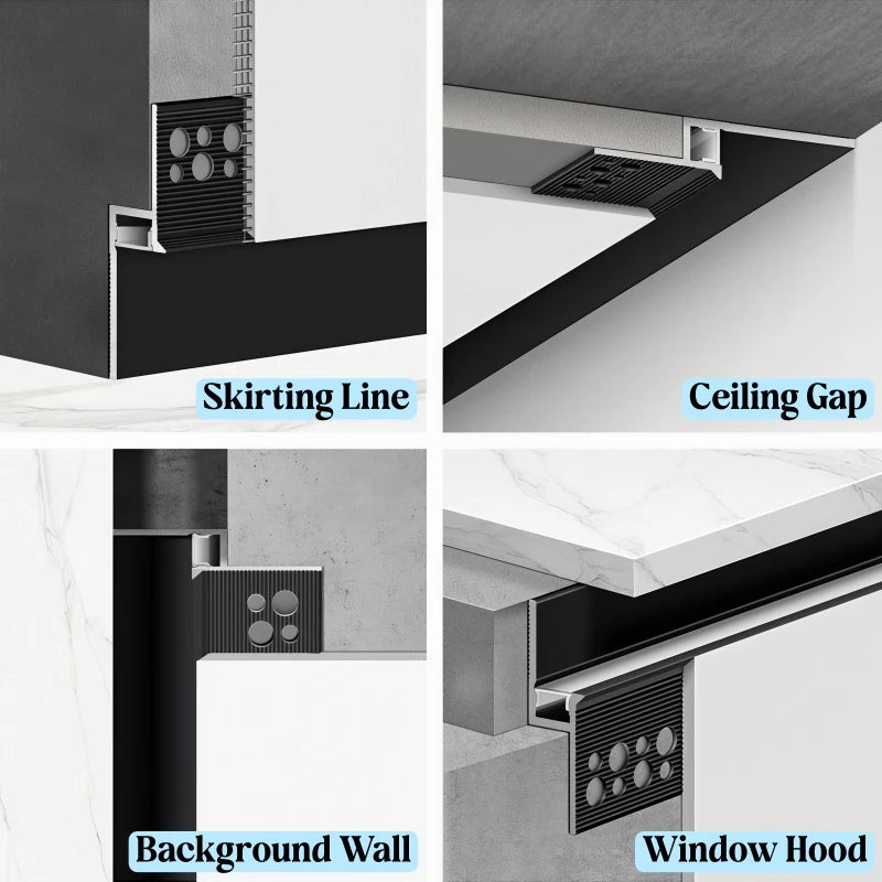 1M Ultra Narrow Shadow Gap LED Aluminum Profile Recessed Ceiling Edge Backlight Channel Top Corner Drywall Decor Bar Strip Light