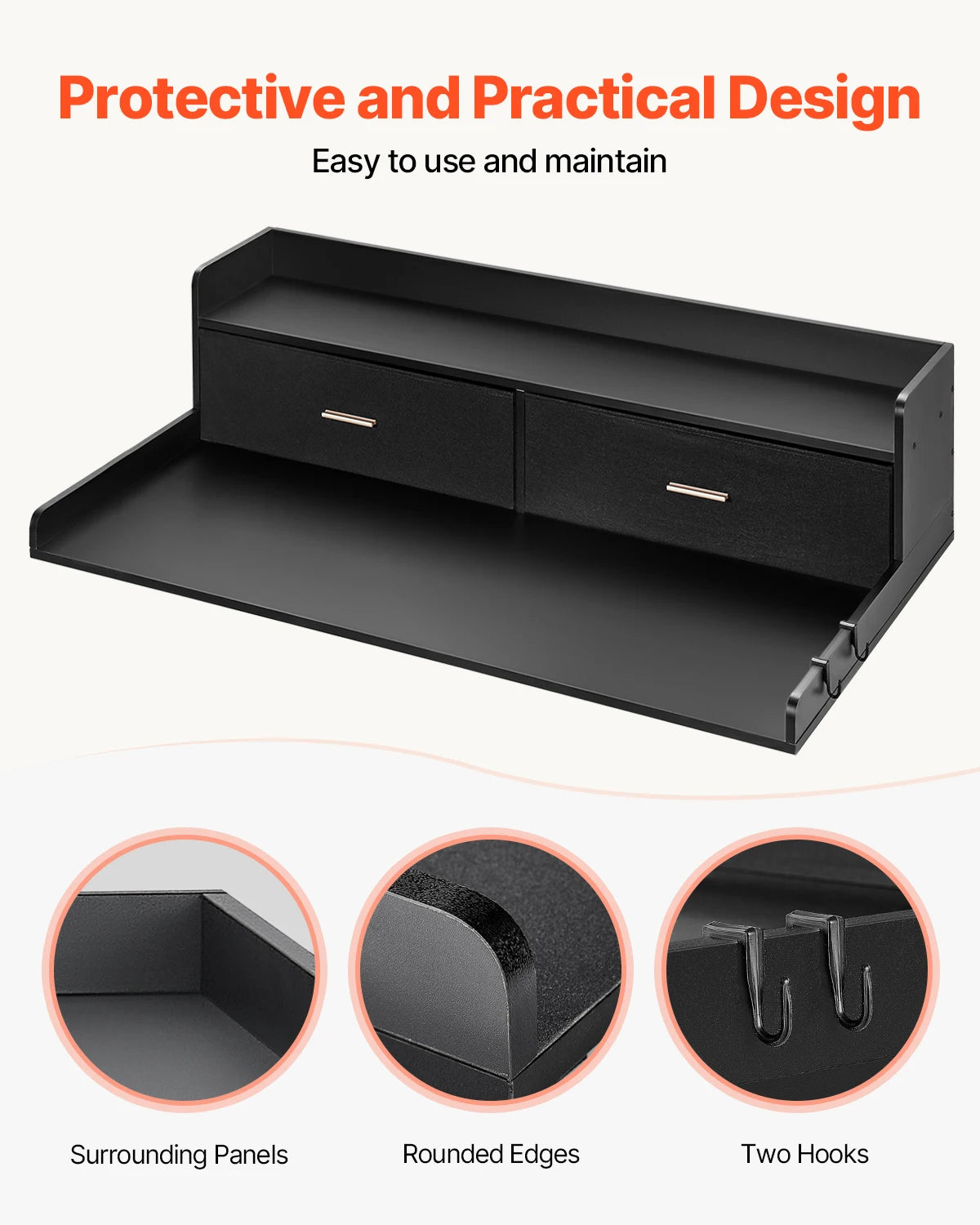 SucceBuy Washer Dryer Countertop With Drawer Shelf For Laundry Storage