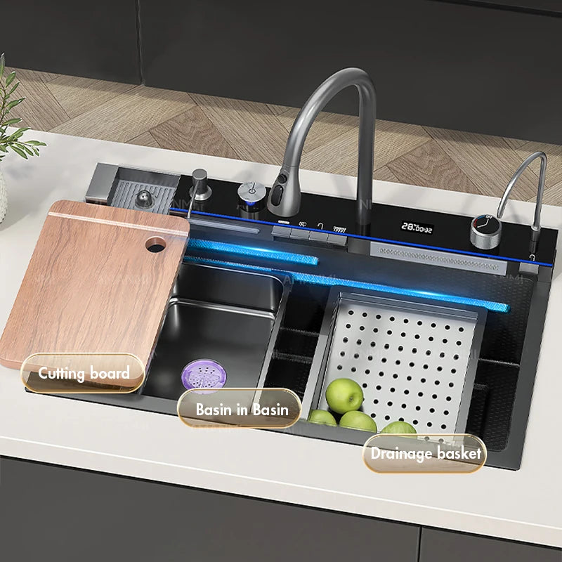 Myqualife 304 Stainless Steel Kitchen Sink With Integrated Digital Faucet