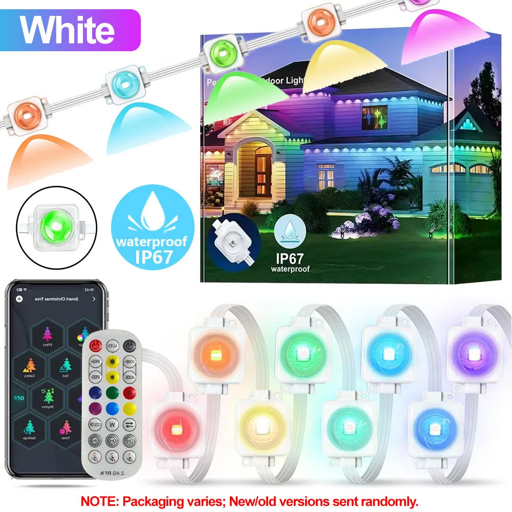 45M/60M/90M RGBIC Eaves Lights,LED Permanent Outdoor Lights with APP Remote Control  IP67 Waterproof String Lights for Christmas