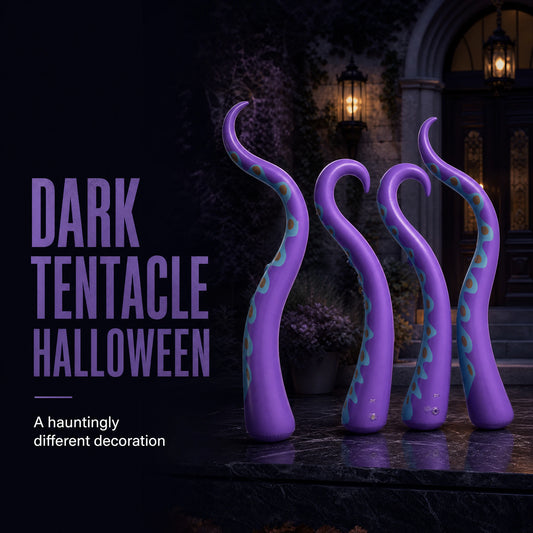 Halloween Purple Inflatable Octopus Tentacles, PVC Blow‑up Octopus Arms, Spooky Decor Props for Yard Window Haunted House Ocean Theme Party Supplies