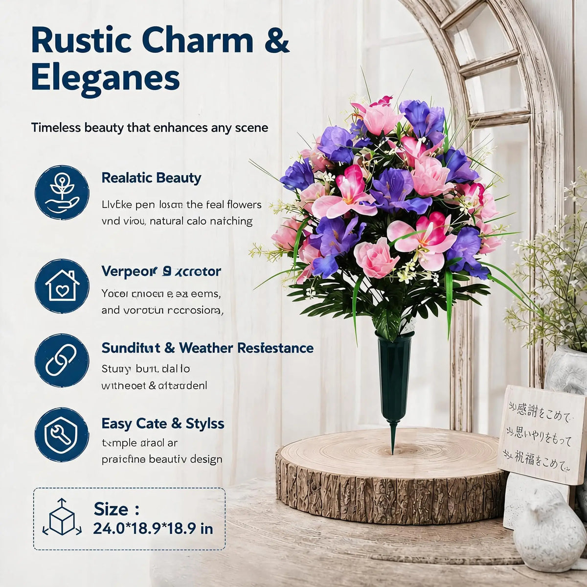 Artificial Cemetery Flowers for Grave Decorations, Iris